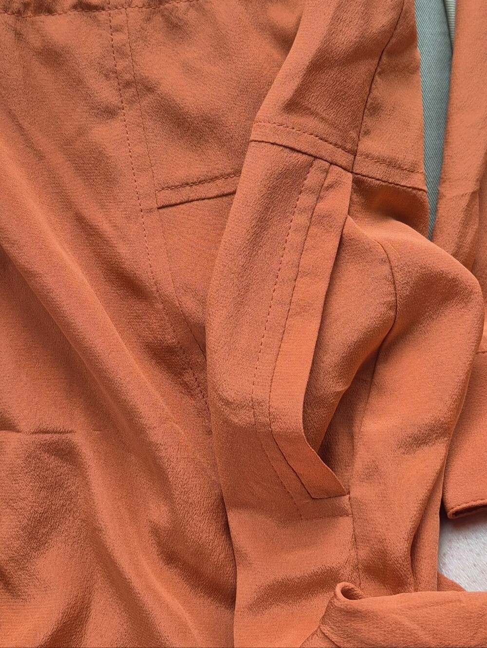 Thakoon Shirt Dress Orange Silk Long Sleeve Mini Size 4 - Picture 6 of 13